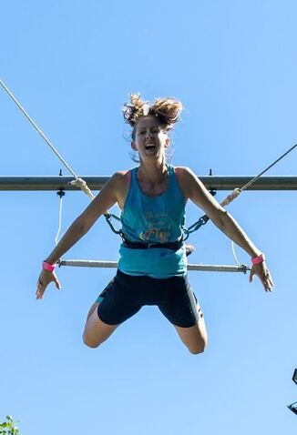 Photo of woman on flying trapeze